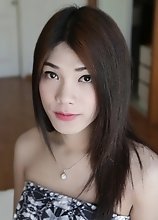 20yo slim ladyboy does a striptease and gets fucked by white cock