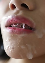 19 year old Thai ladyboy with small tits gets blowjob and facial from white cock