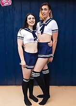 Watch Riley Ivy and Sapphire Dream in sexy sailor uniforms sucking and fucking each other in this hot TS on TS hardcore action with a nice creampie!